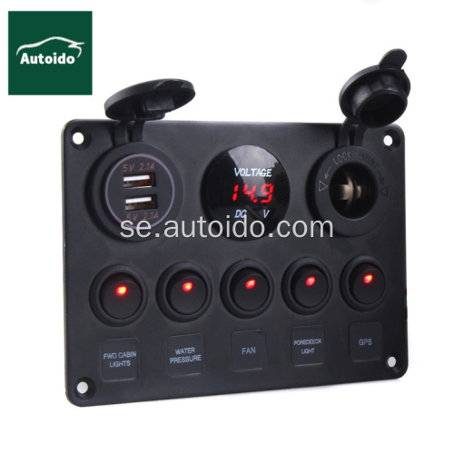 Switch Panel Dual USB Socket Charger + Voltmeter